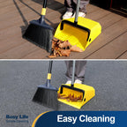 Large Commercial Dustpan with Comb, Upright Heavy Duty Dust Pan