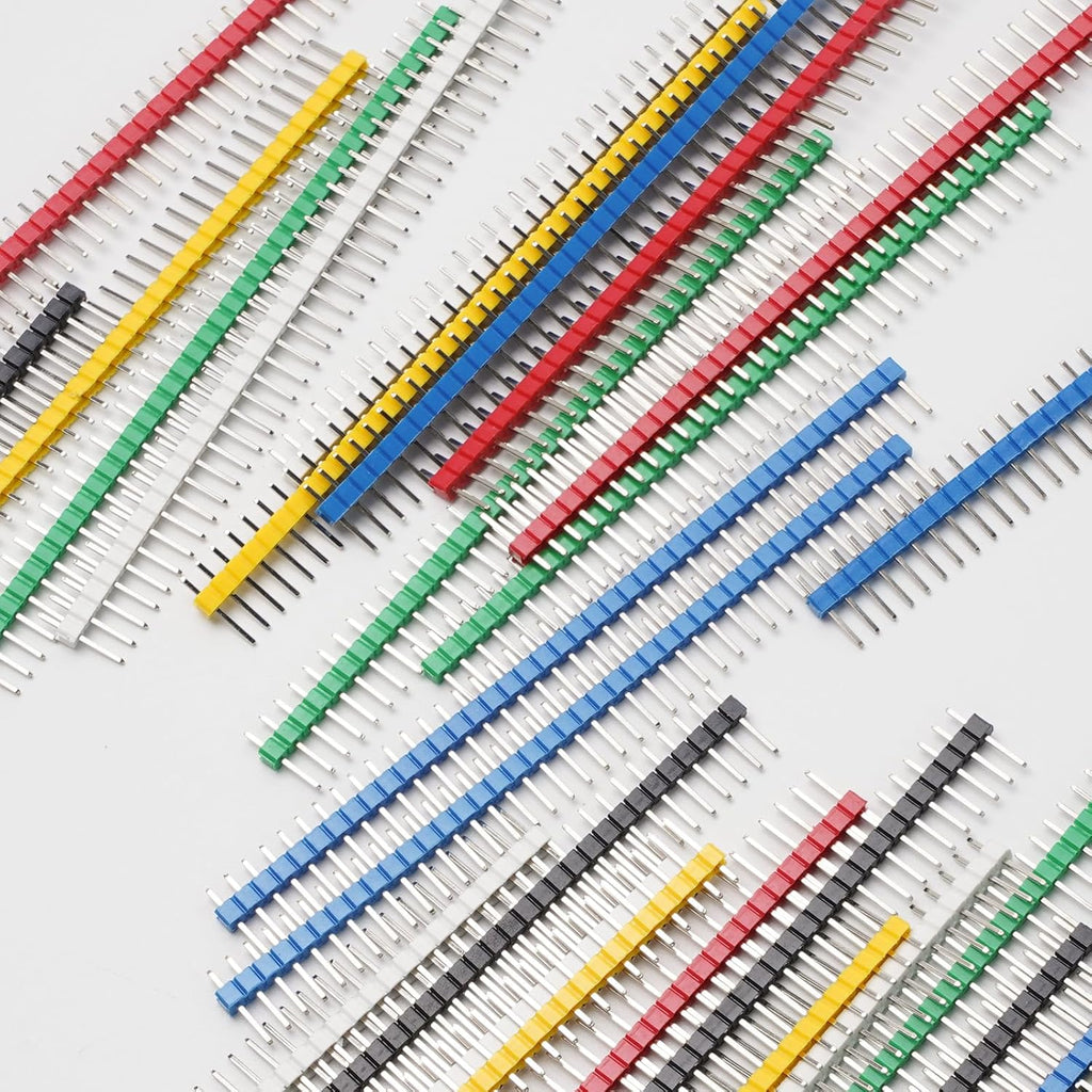 36pcs 40 pin Breakable Pin Header 2.54mm Single Row Male Header Connector Kit for PCB Connector Machine Breadboard Electronic Circuit Board(Male)