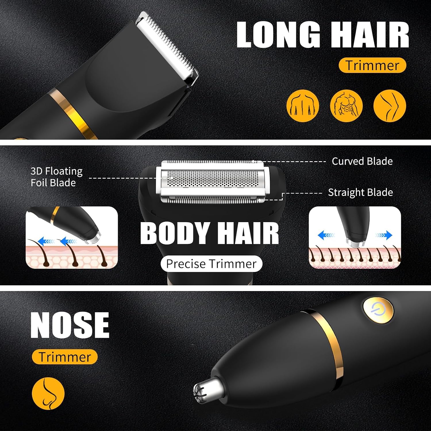 Manscape Body Trimmer for Men, 3 in 1 Men's Grooming Kit with Pubic/Nose Hair Trimmer & Ball Shaver for