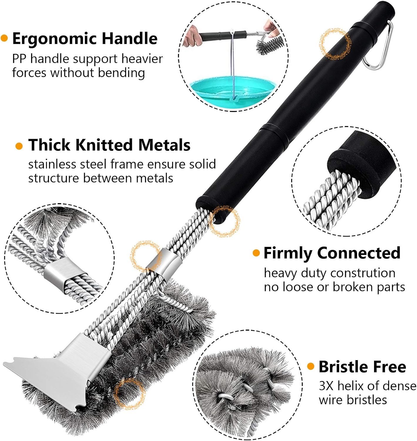 Grilling Utensil Set 18in, Stainless Steel BBQ Accessories Tools with Bag for Outdoor Cooking Camping, Heavy Duty