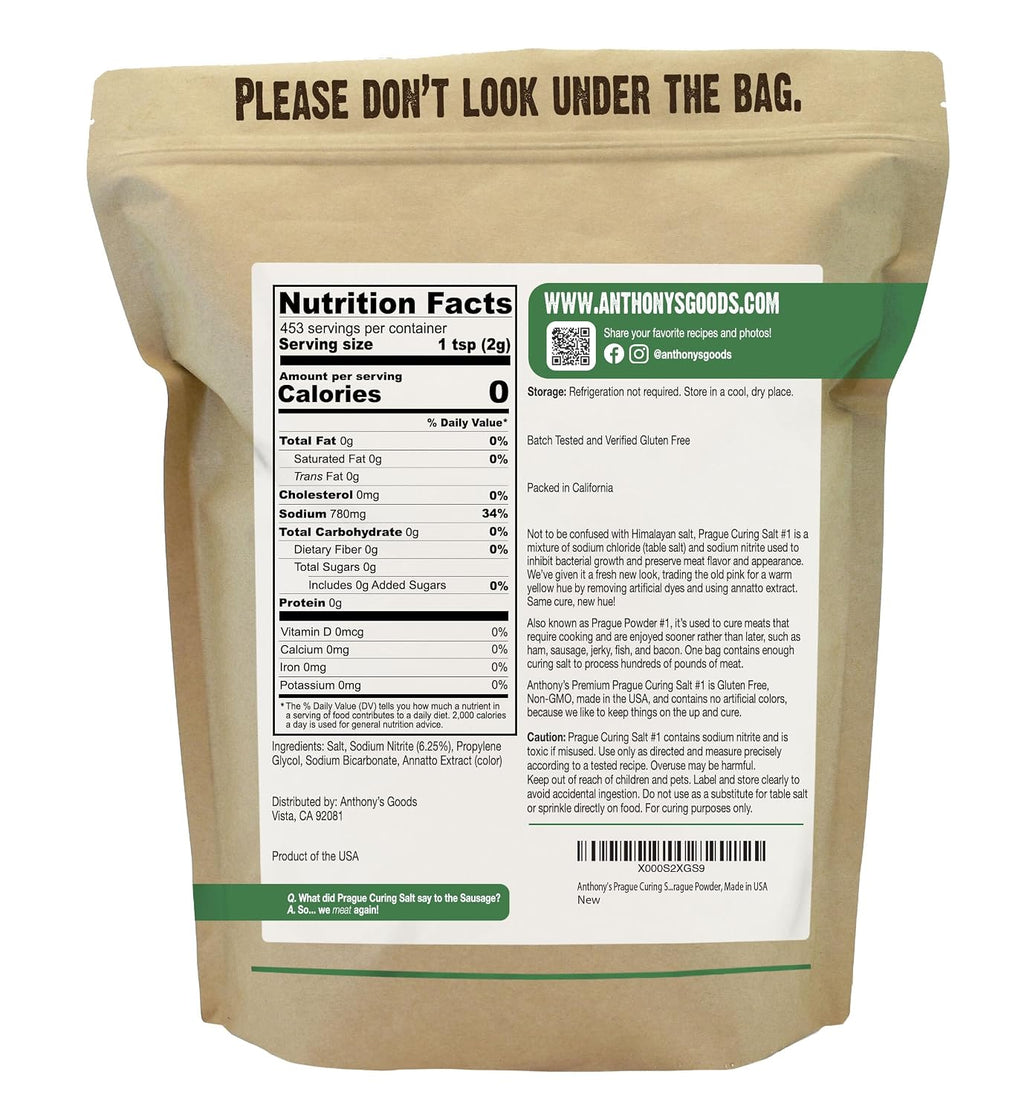 Prague Curing Salt No.1, 2 lb, Gluten Free, Prague Powder, Made in USA