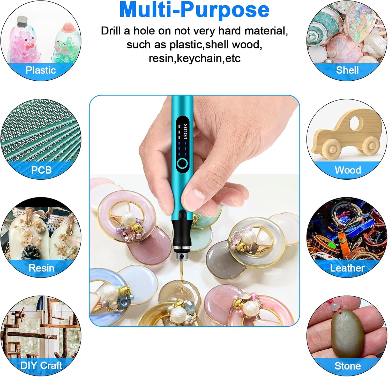 3-Speed Cordless Mini Drill Pen, Rechargeable DIY Electric Hand Drill with 10 Small Drill Bits, Micro Drill Set for
