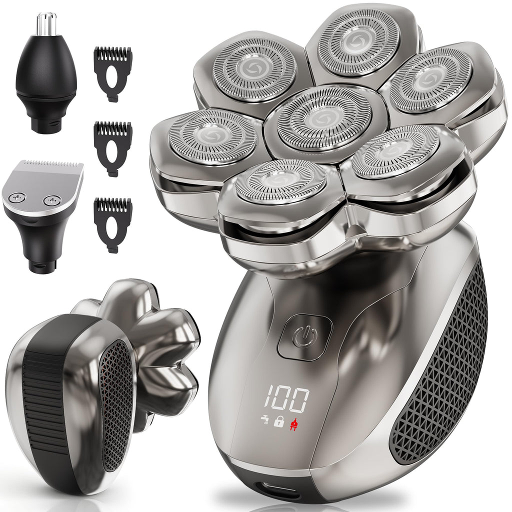 7D Floating Head Shavers for Bald Men Wet/Dry Electric Razor for Men