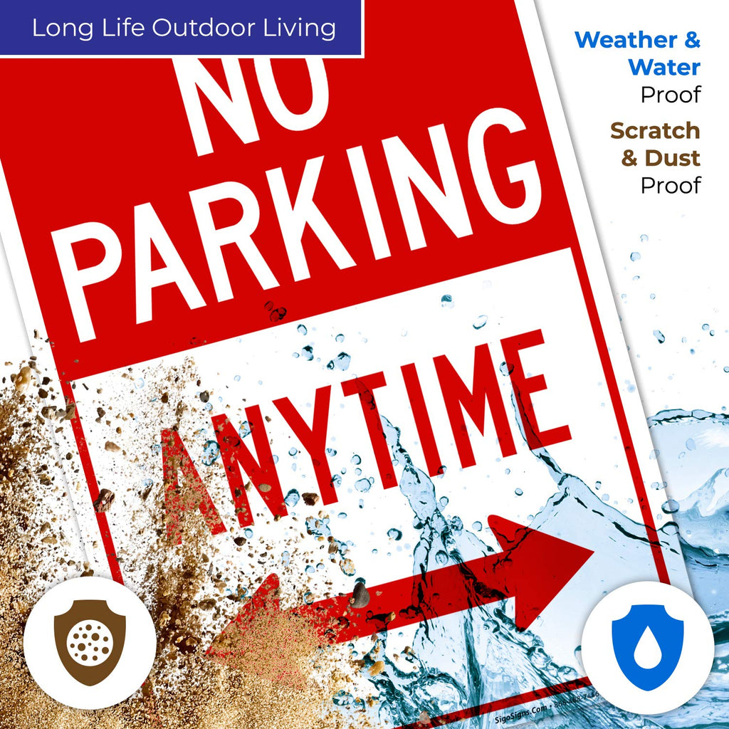 No Parking Anytime Sign, with Arrows