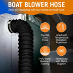 Boat Blower Hose, 3 Inch Marine Exhaust Hose, 10 Ft Flexible PVC Duct