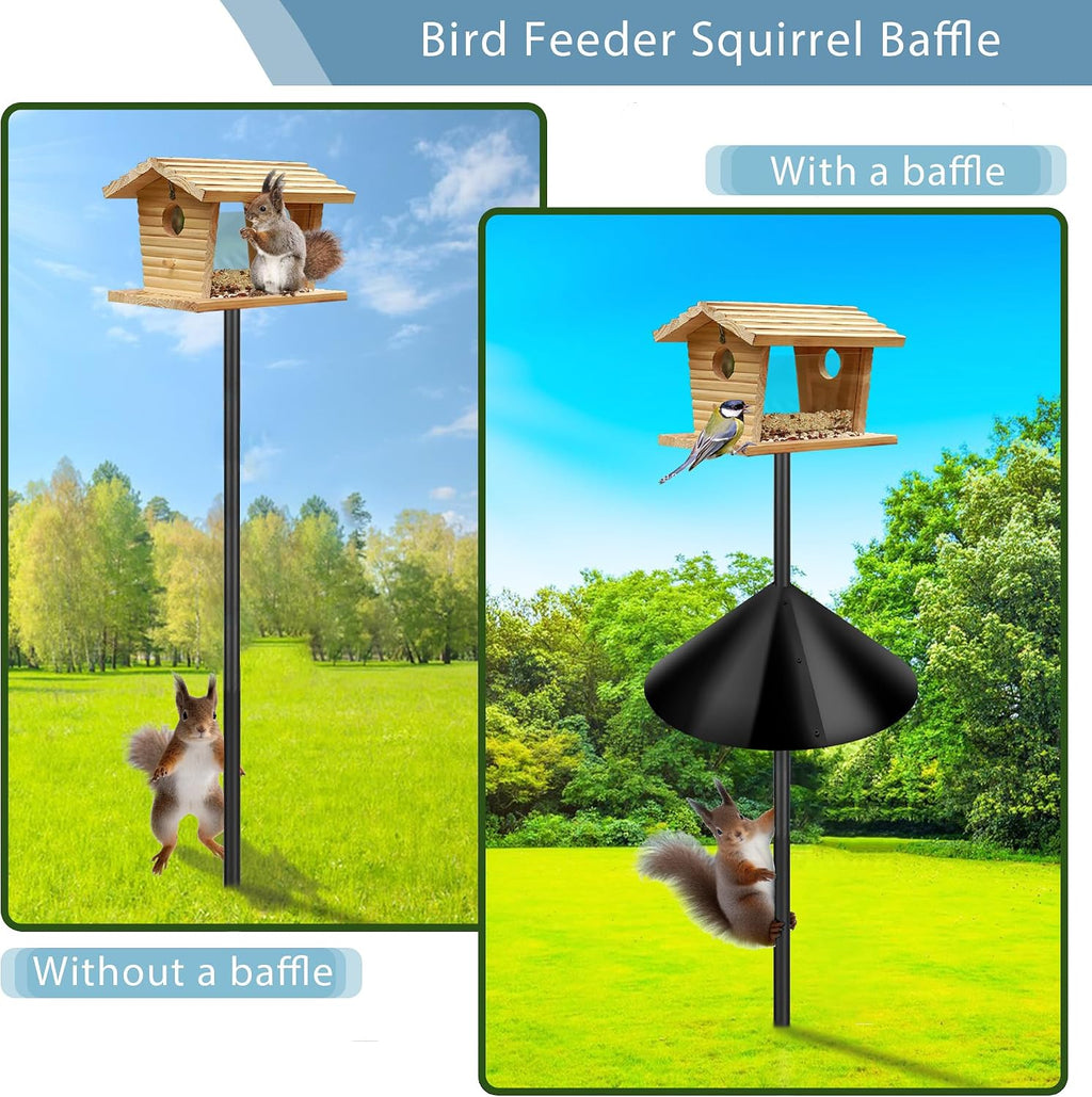 Squirrel Baffle for Bird Feeders Pole - 16 Inch Wide Cone Guard, Heavy Duty Chew Proof Baffle for Pole Mounted