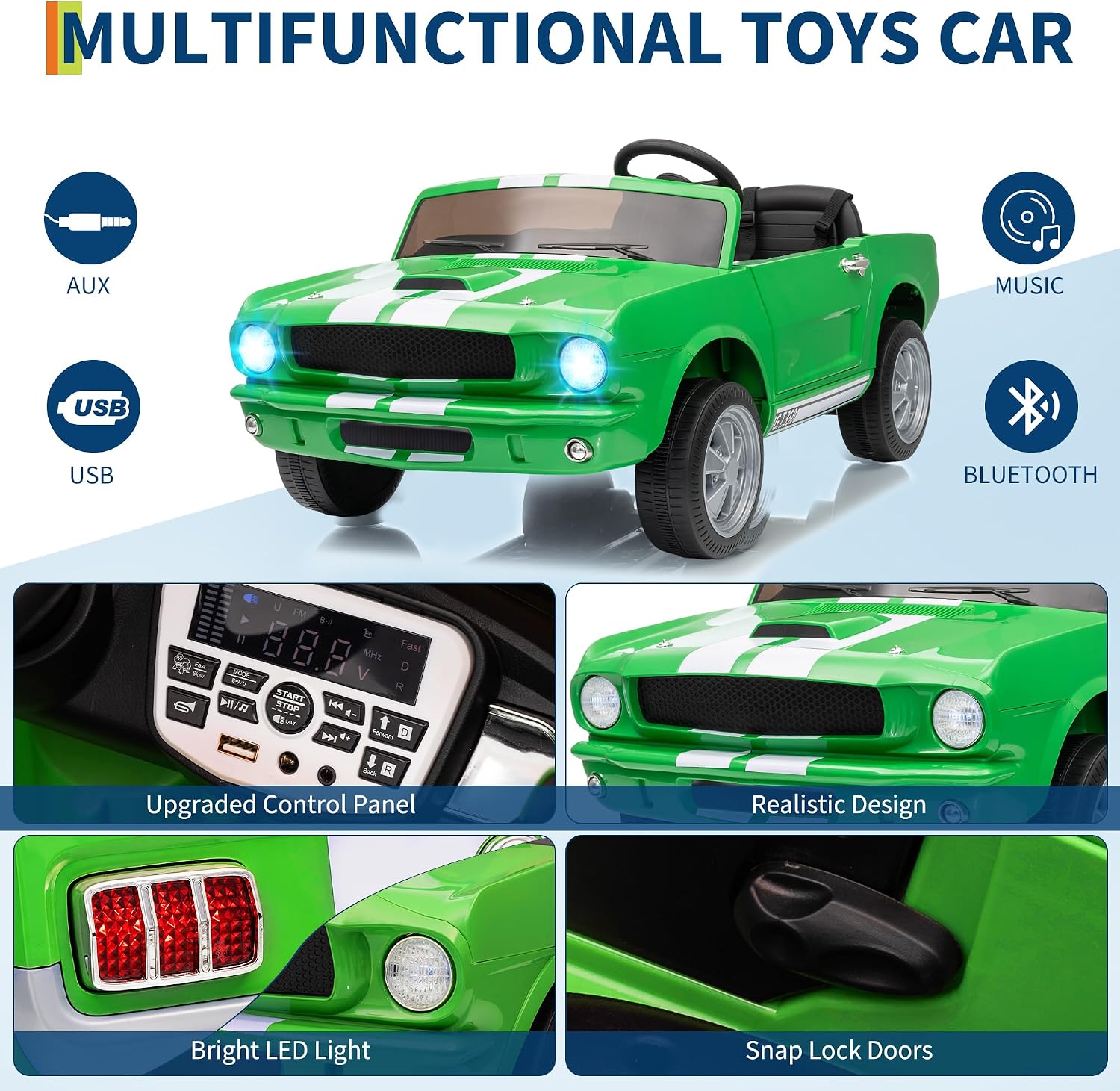 24V 2 Seater Ride on Licensed Shelby GT350, Battery Powered Ride on Toys for Kids with Remote Control, Ford Shelby