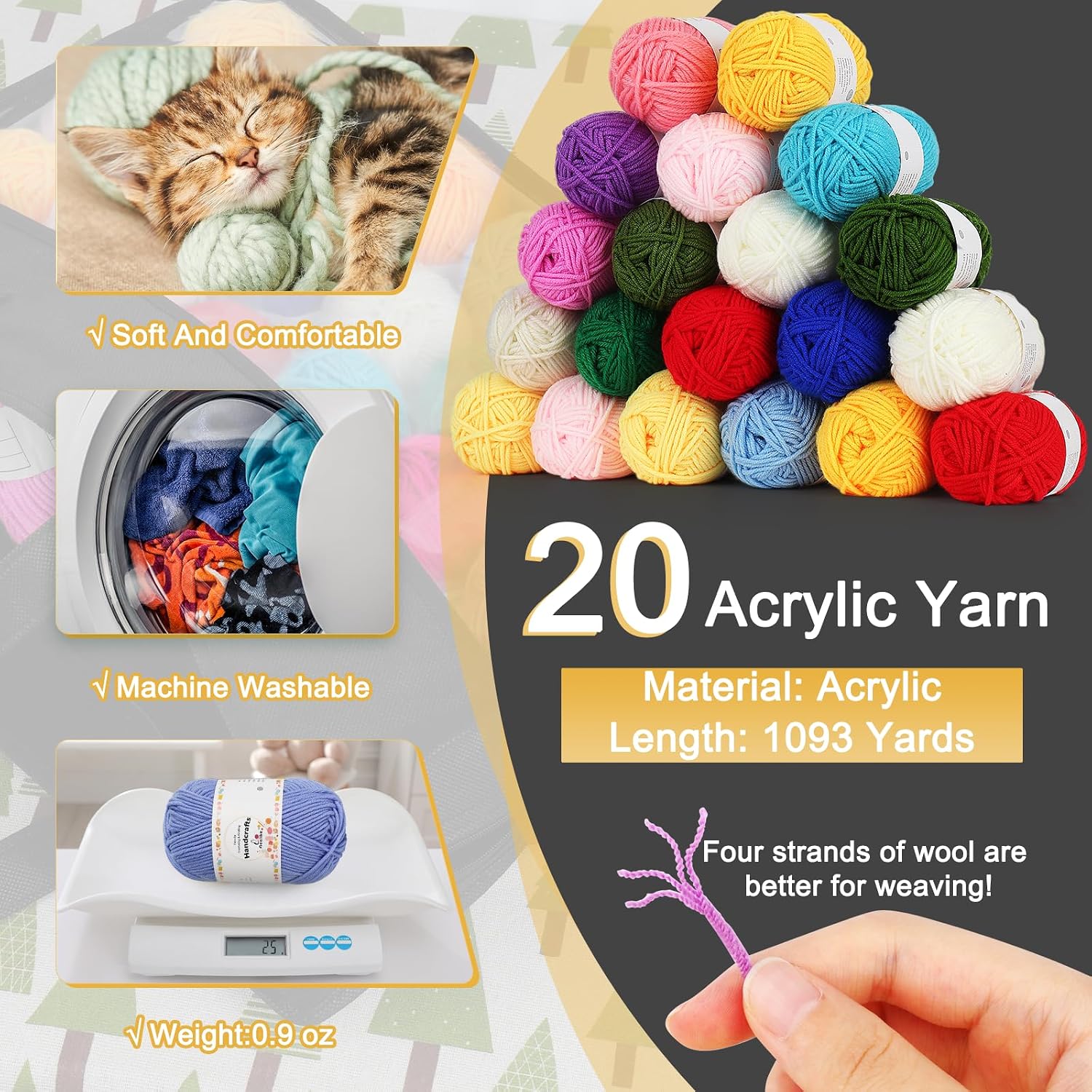 Crochet Yarn for Crocheting, Aeelike 1093 Yards Acrylic Yarn for Knitting,Full Crochet Kits for Beginners and