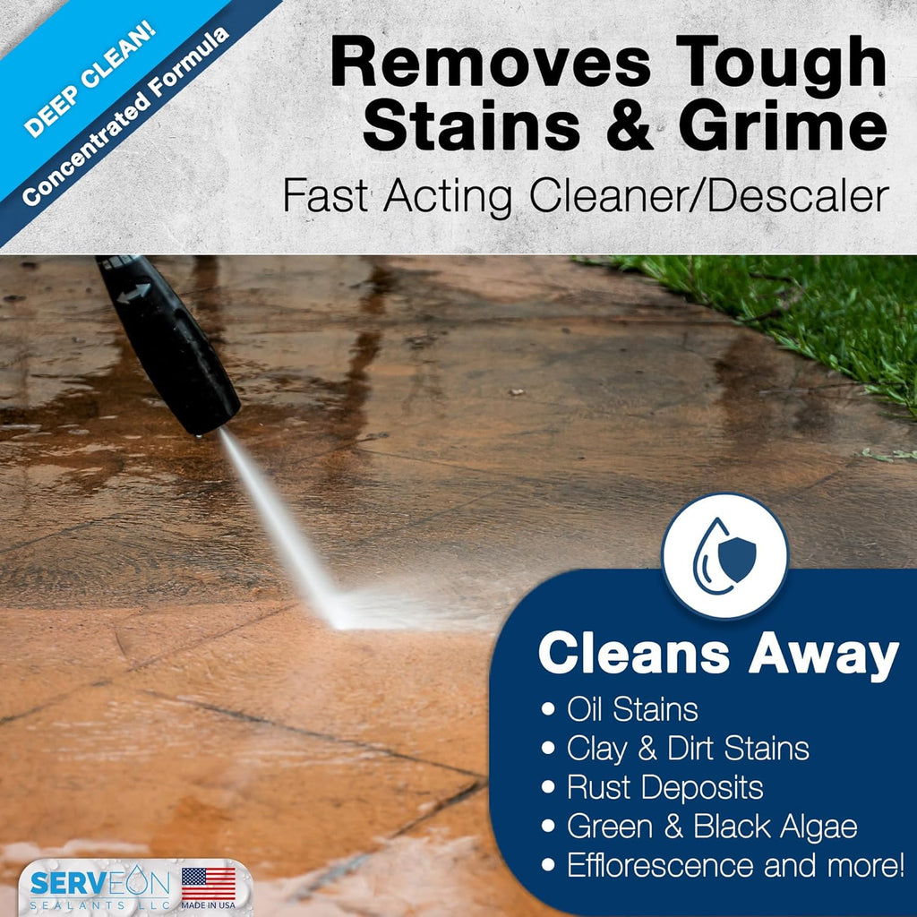 Concrete & Stone Cleaner (Concentrated Formula) 1 Gal | Water-based Commercial Grade, Outdoor Indoor Oil Stain &