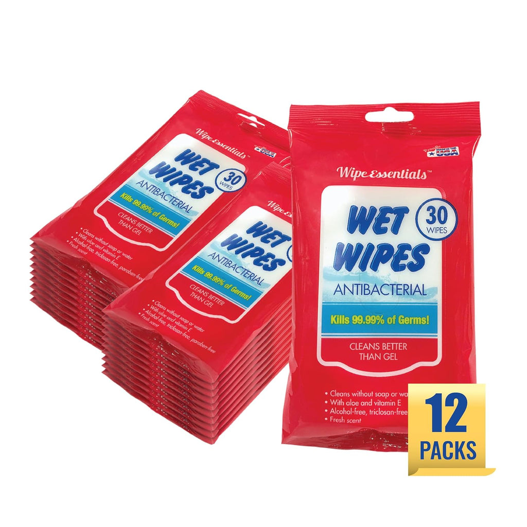 WipeEssentials Hand Sanitizer Wipes for Adults & Kids - 360 Count, 12 Packs | Alcohol-Free, Moisturizing Sanitizing