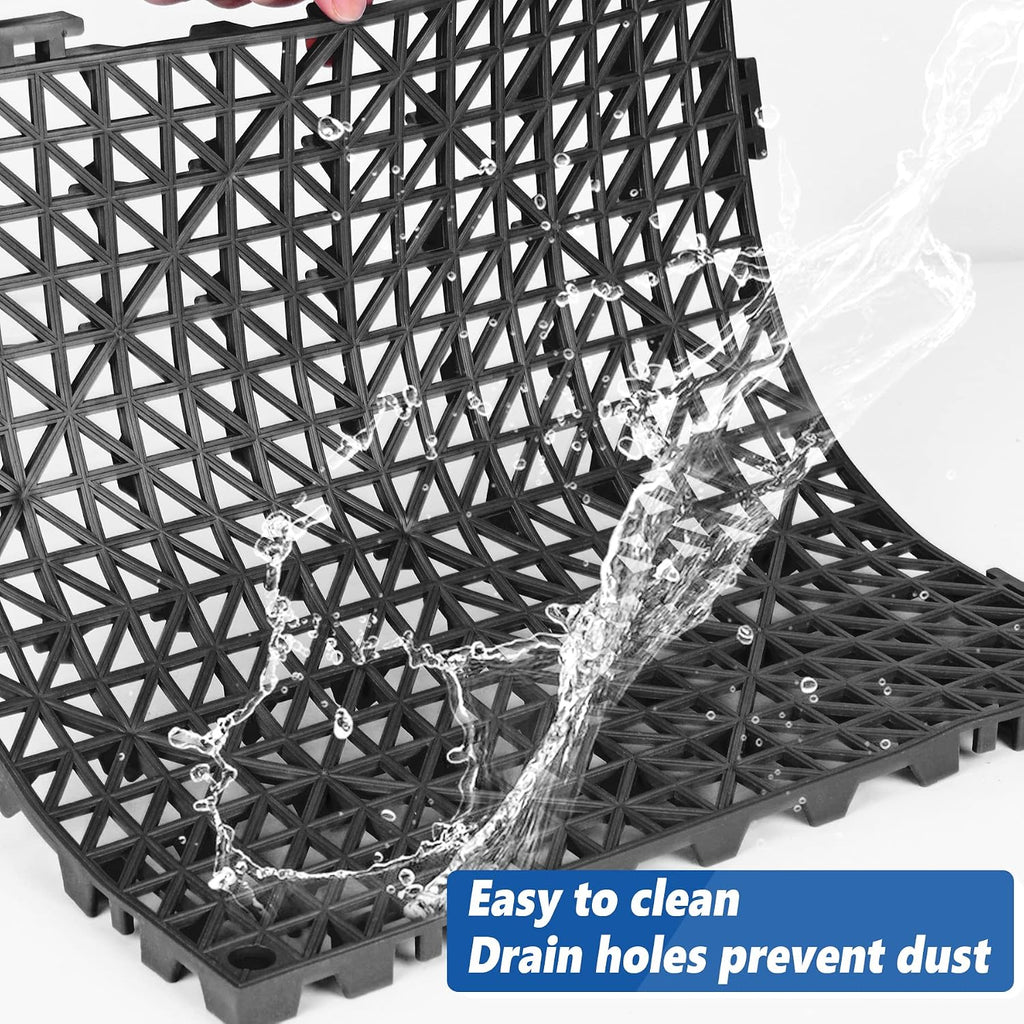 Modular Interlocking Cushion 12P 11.8" x 11.8" Interlocking Rubber Floor Drain Holes Non-Slip Splicing Drainage Mats
