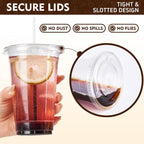 16 oz 100 Pack Disposable Iced Coffee Cups with Lids, Clear Plastic Cups with Lids, Cold Crystal Drink Cup for Party