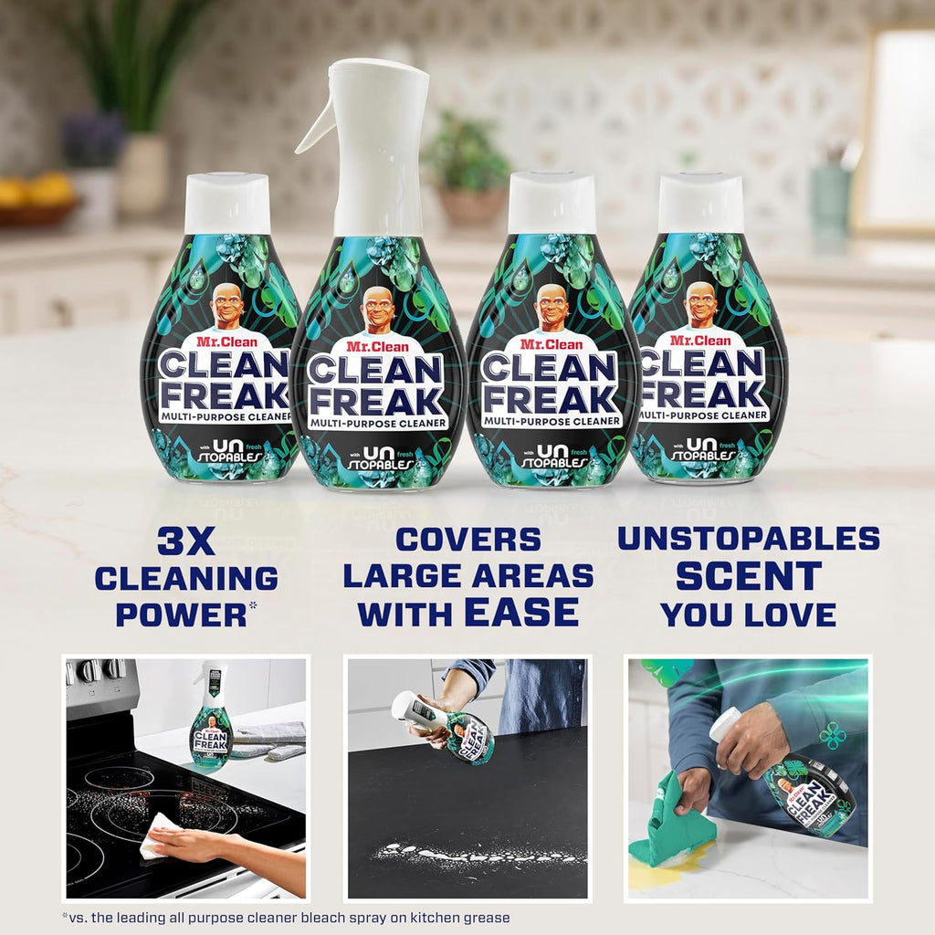 Clean Freak Multi Surface Cleaning Spray, Deep Cleaning Mist Starter Kit and Refill Bundle, Unstopables Fresh Scent