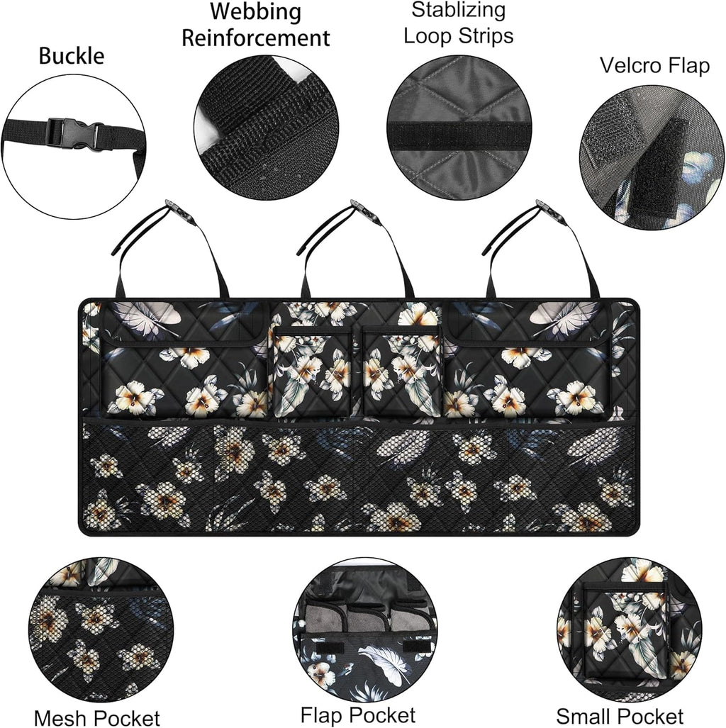Car Trunk Organizer, Large Capacity Backseat Trunk Organizer (42"*18"), Collapsible Car Storage Bag with 8 Pockets