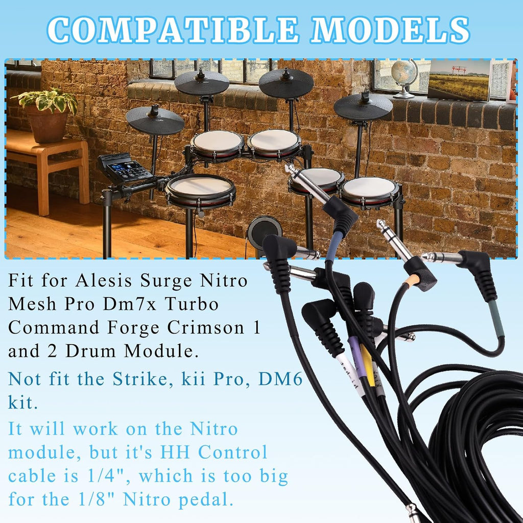 Cable Harness Snake Loom Replacement Compatible with Alesis Nitro Mesh Electronic Drum Set Module Surge Command Forge