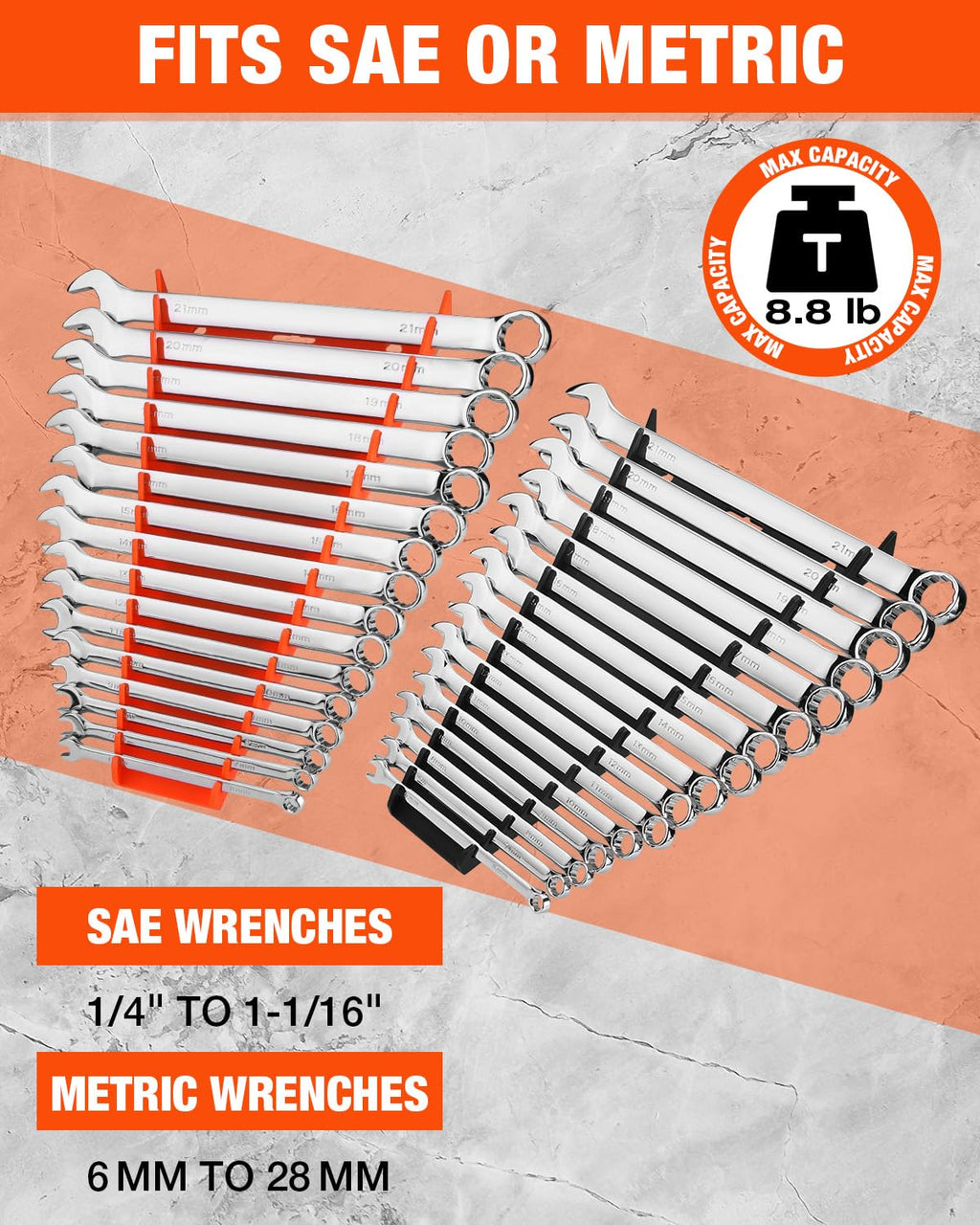 2-Pack Wrench Organizer, 32-Slot