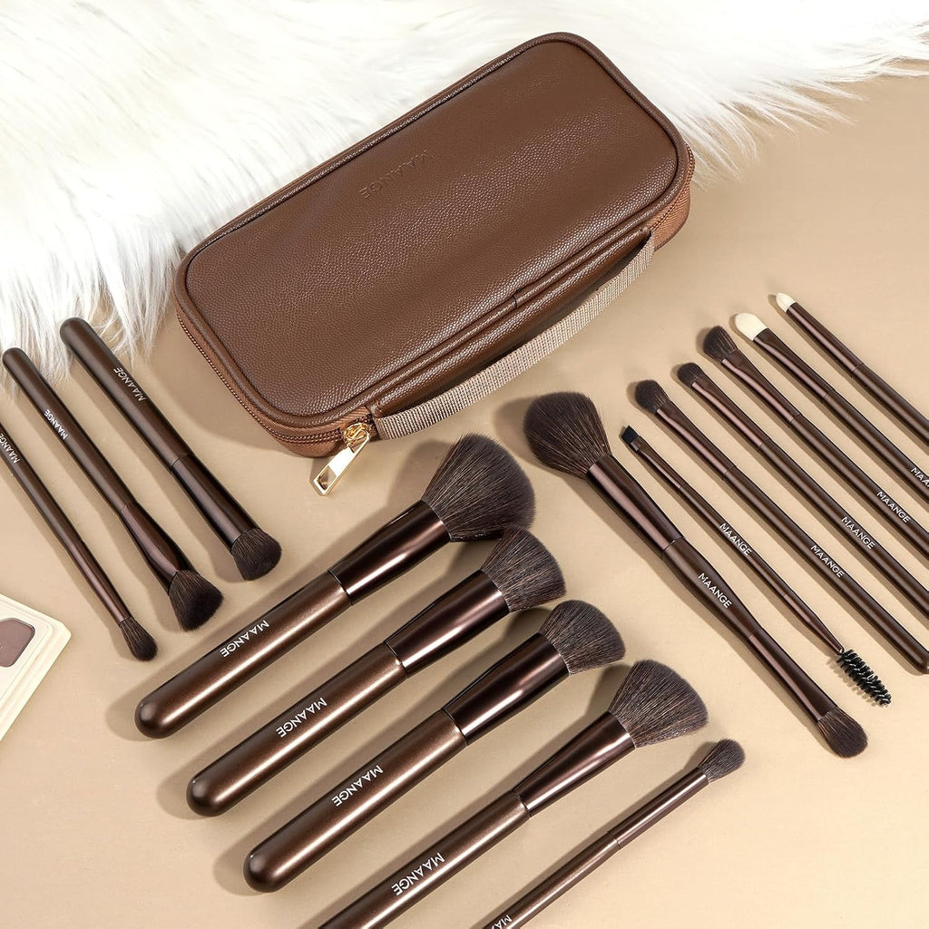 Makeup Brush Set 15 Pcs Professional Brushes with Bag for Face & Eye