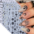 10 Sheets Gothic Halloween 3D Nail Stickers Decals for Nail Art Decoration
