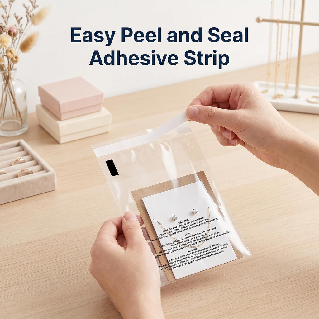 6” X 9” (200 Count) Self Seal Clear Poly Bags with Suffocation Warning