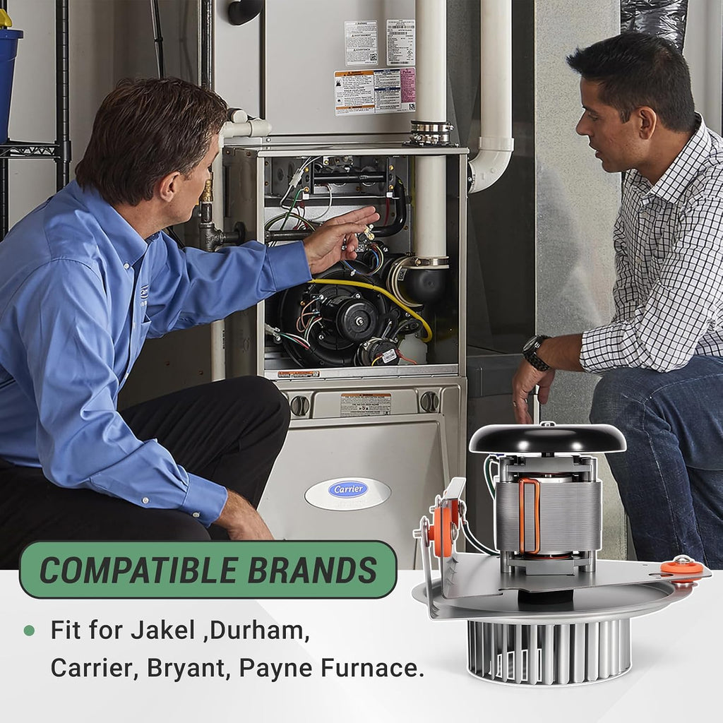 J238-150-1571 Furnace Draft Inducer Motor, Fit for Bryant/Carrier/Jakel Furnace Inducer Motor - Replace HC21ZE117, 318984-753 Furnace Fan Blower - with Blower Wheel & Mounting Bracket