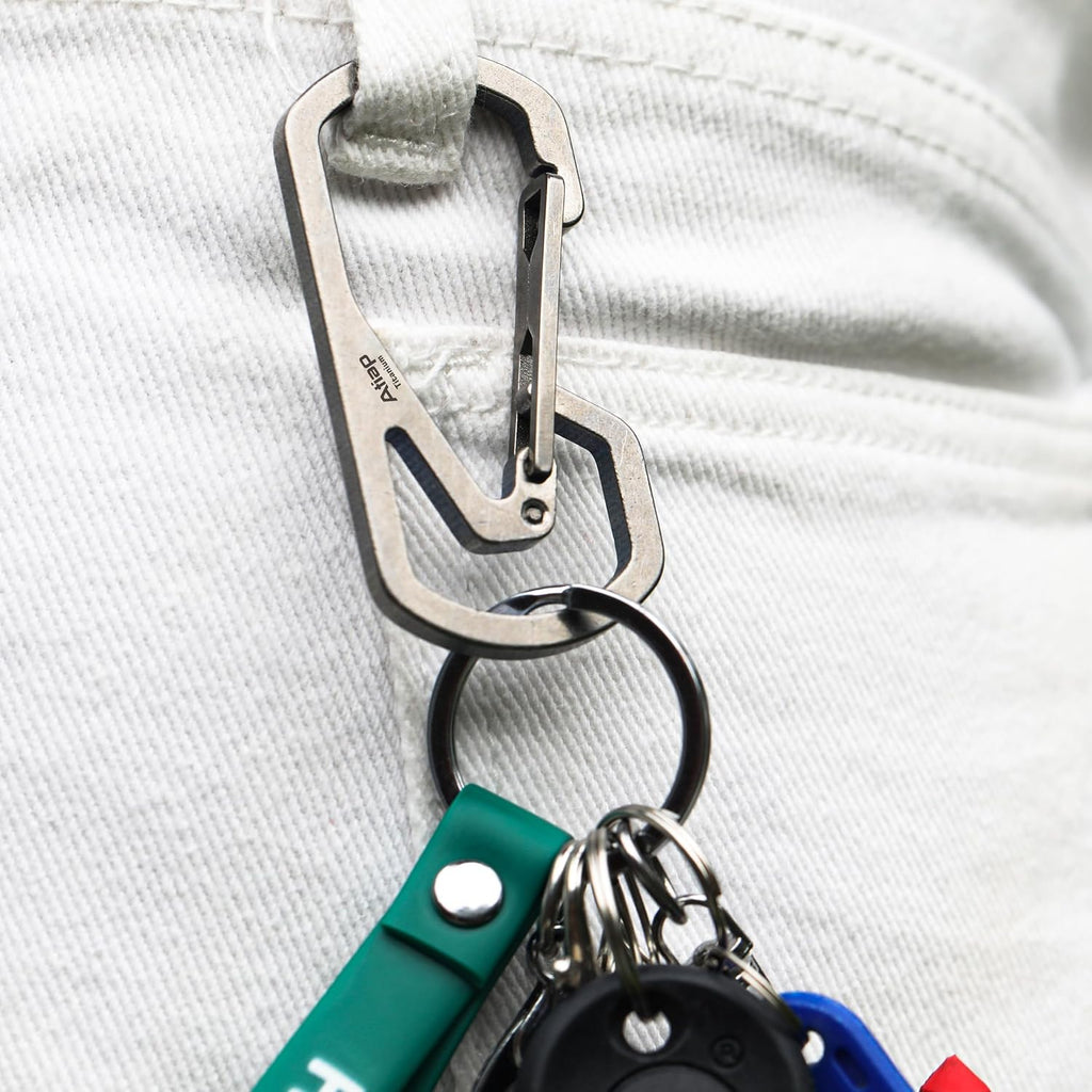 Ultralight Titanium Keychain Carabiner Clip, Heavy Duty EDC Key Ring Holder for Belt Loop, Quick Release Utility