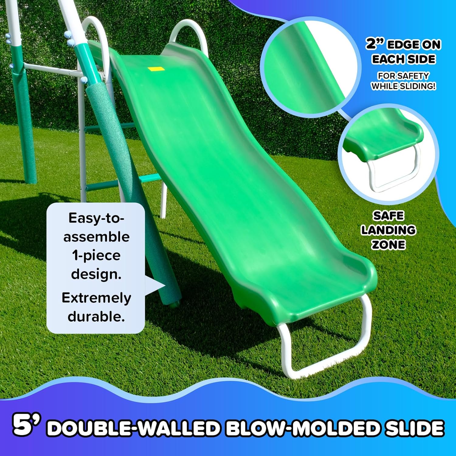 Bayside 7-in-1 Outdoor Backyard Metal Swing Set for Kids, 1000 lb Capacity, Teeter-Totter, Swing, Saucer, Standing