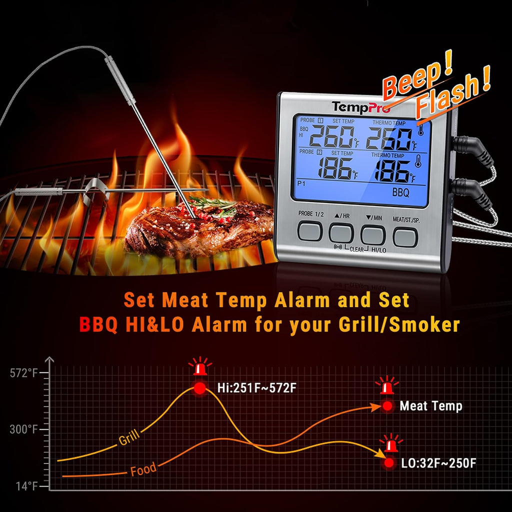 TempTrack Digital Cooking Meat Thermometer with Dual Meat Probe