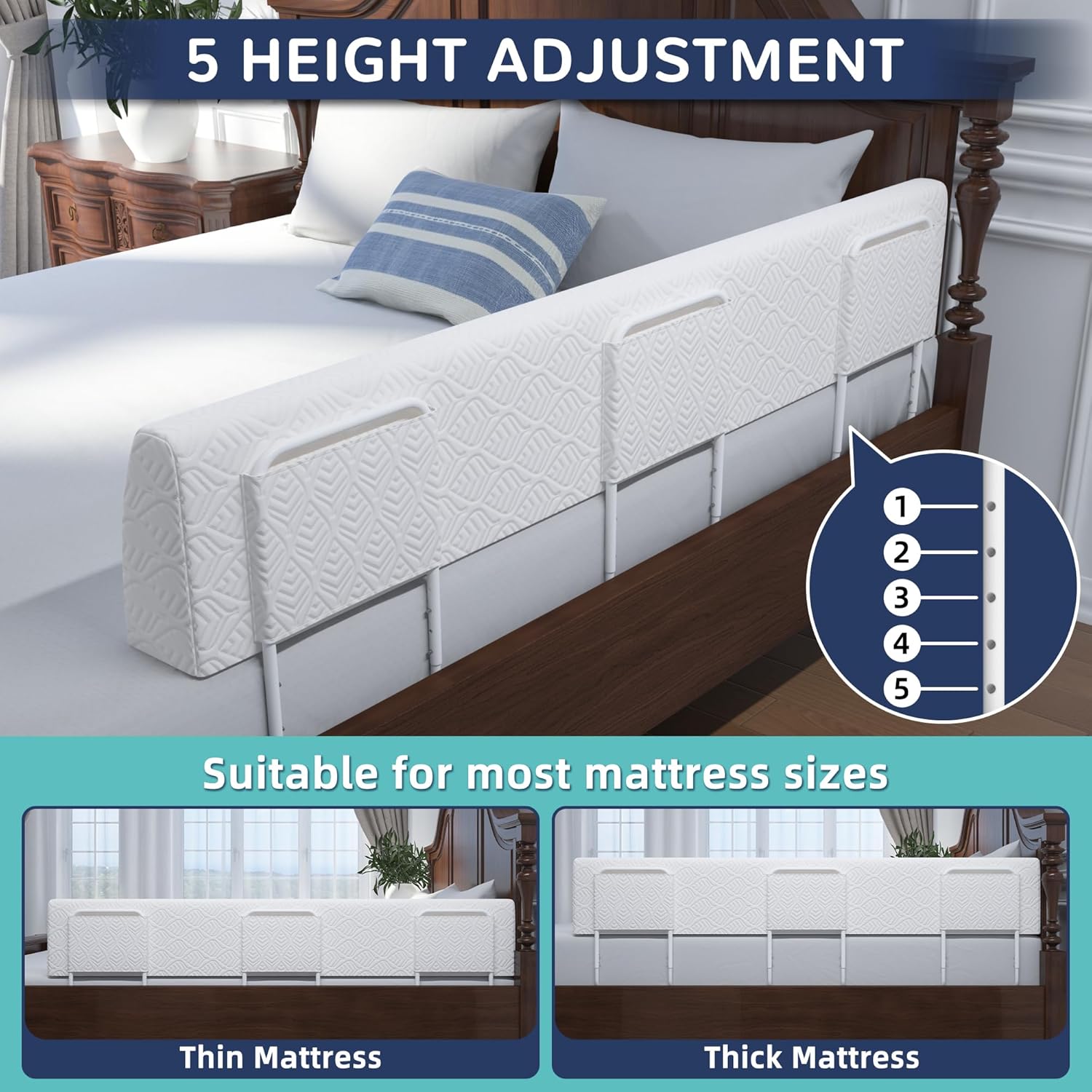 Bed Bumper for Toddlers, Foam Bed Rail for Toddlers, Toddler Bed Rail Bumper, Soft Safety Bed Guard Rail for Kids