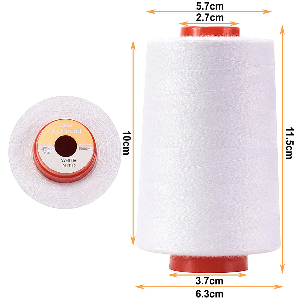 4 Large Cones All Purpose Polyester Thread -White