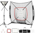 6x6ft Baseball Practice Net with Batting Tee,Caddy and Strike Zone | Baseball backstop net with 7-strand knotless