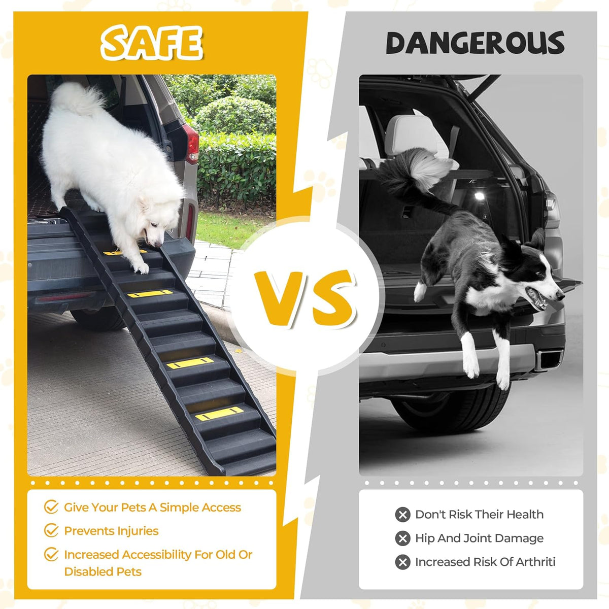 Portable Dog Car Ramps 61" L Folding High Traction Pet Stairs for Vehicles,SUV/Truck,Lightweight Ladder Ramp for Dogs