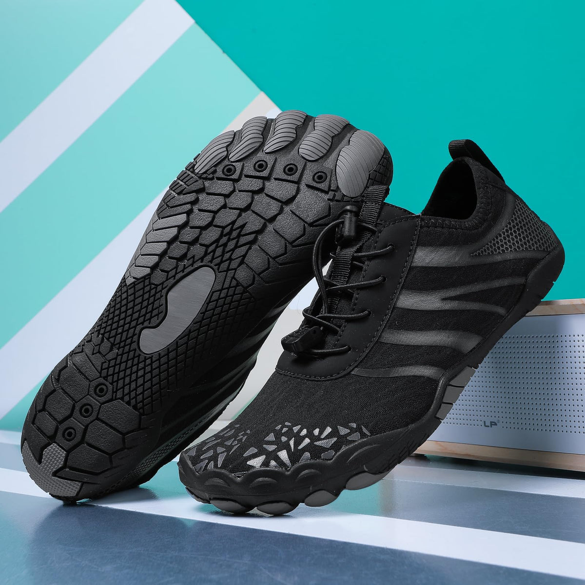 Barefoot Shoes Women Quick-Dry Hiking Footwear with Wide Toe Box, Non-Slip Barefoot Shoes Unisex Rubber Sole & Mesh
