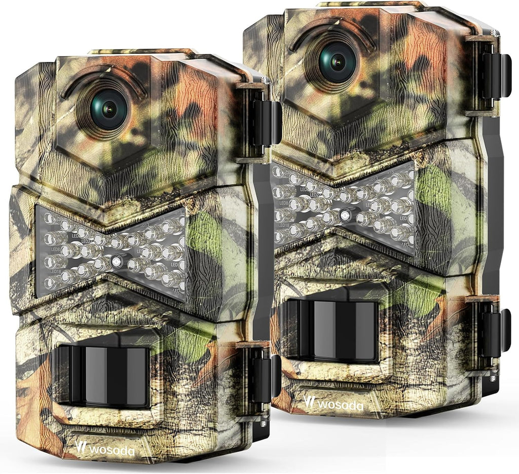 2 Pack Trail Cameras with Night Vision Motion Activated Waterproof,48MP Hunting Game Camera,1080P HD Trail Cam for
