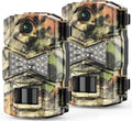 2 Pack Trail Cameras with Night Vision Motion Activated Waterproof,48MP Hunting Game Camera,1080P HD Trail Cam for