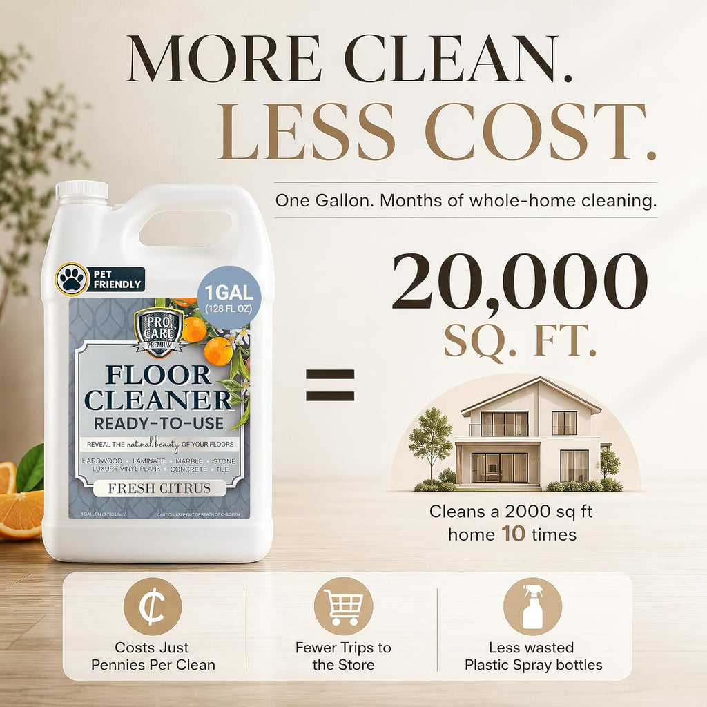 Floor Cleaner (Made in USA) | Streak-free Cleaner for Tile, Stone, Laminate, Vinyl & Natural Wood Floor Cleaner for