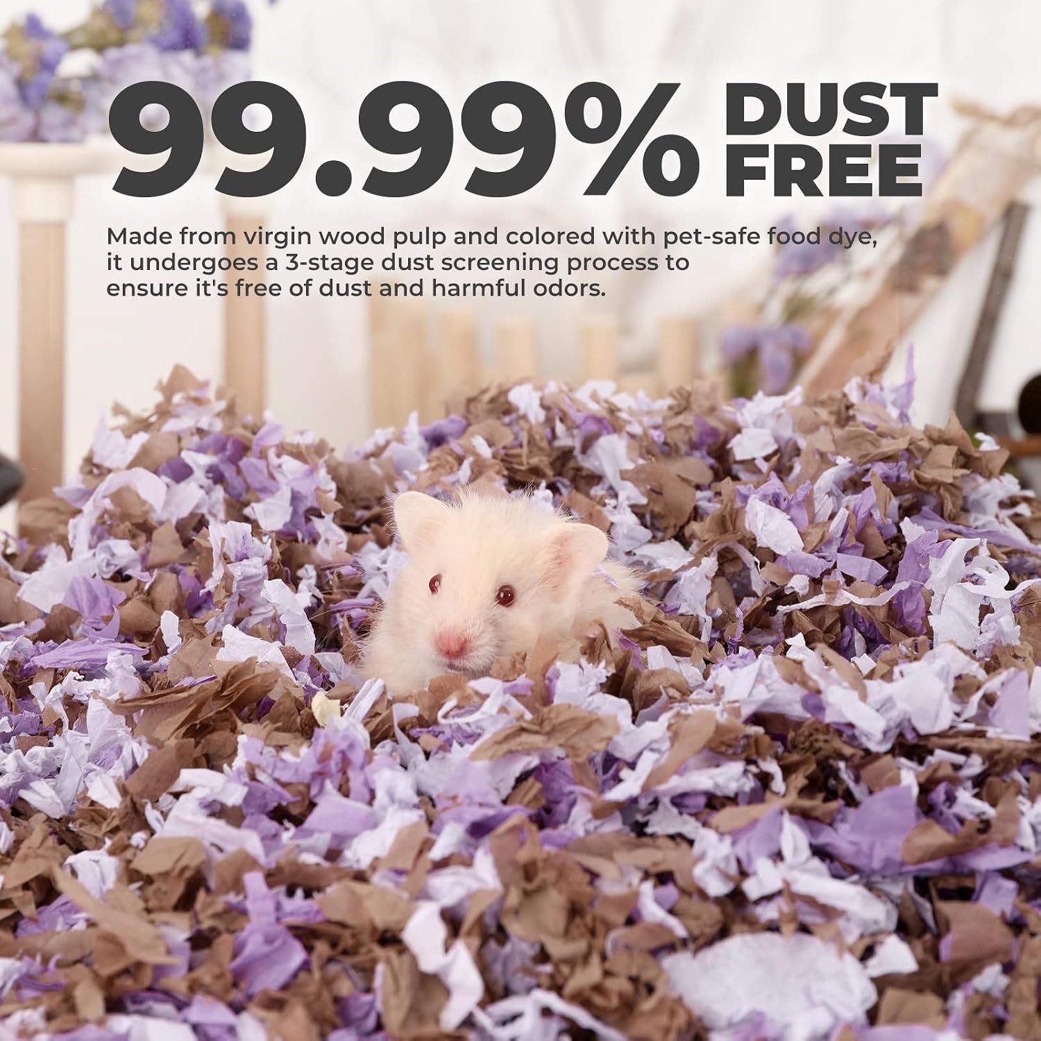 Hamster Bedding 50L Guinea Pig Paper Bedding Odor Control 99% Dust-Free | Small Pet Bedding Natural Paper Expands 5X