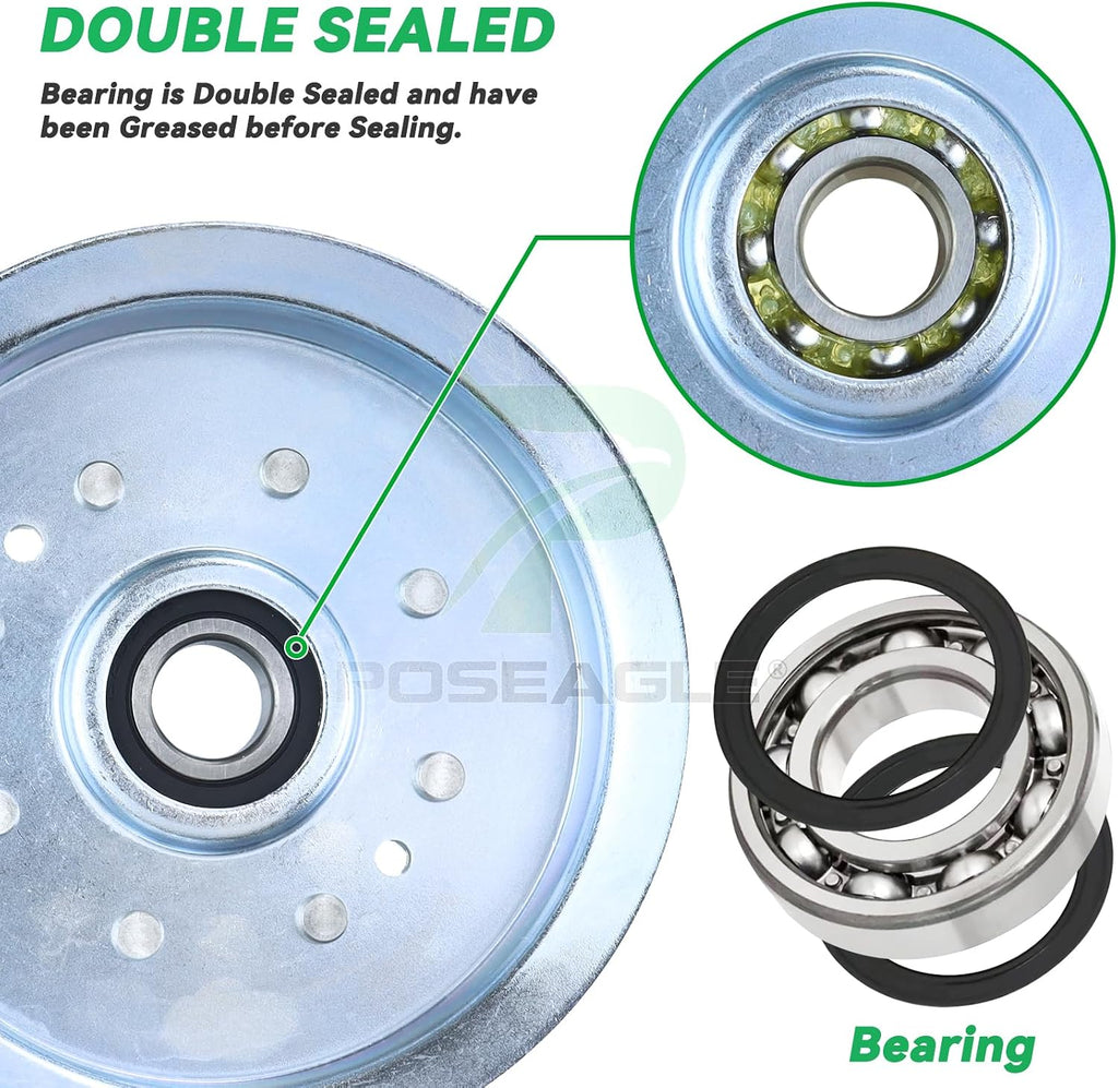 2 Pcs AUC17621 GY20629 Idler Pulley for John Deere 42 48 D140 Deck