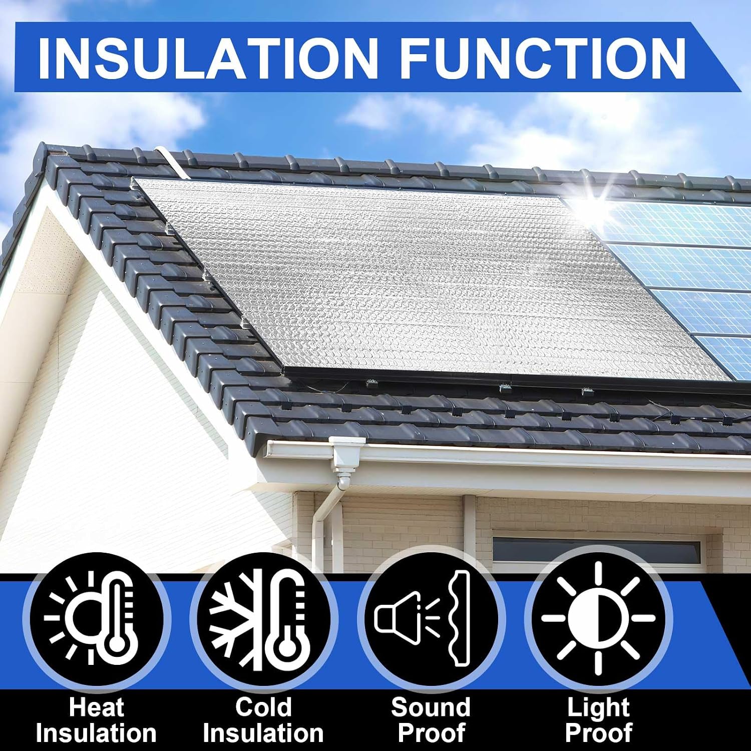 16 Pack 24'' x 48'' Self-Adhesive Garage Door Insulation Kit 2 Car Panel 0.24'' Thick Double Bubble Insulation for