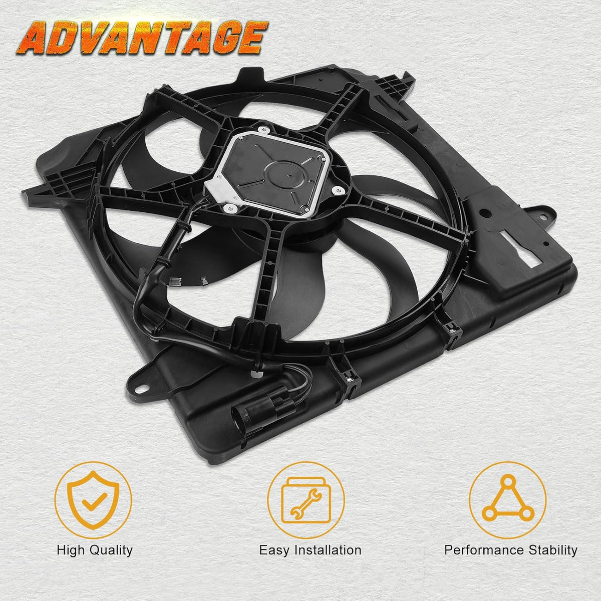 Engine Cooling Radiator Fan Assembly Compatible with 2012-2017 Jeep Wrangler 3.6L, 2018 Jeep Wrangler JK 3.6L, # 621-601, 68143894AA, 6010277, 624080, CF13078, 68143894AB