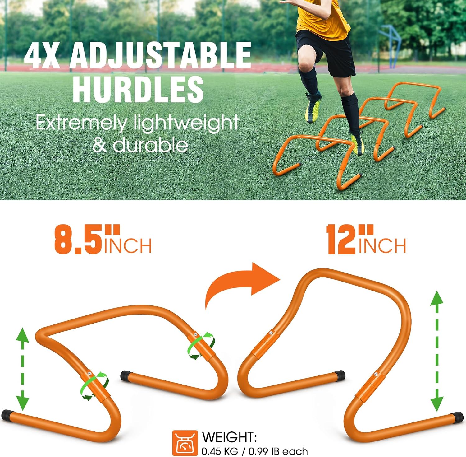 Agility Ladder Speed Training Equipment Set-20ft Agility Ladder,12 Soccer Cones,4 Hurdles, Jump Rope, Running