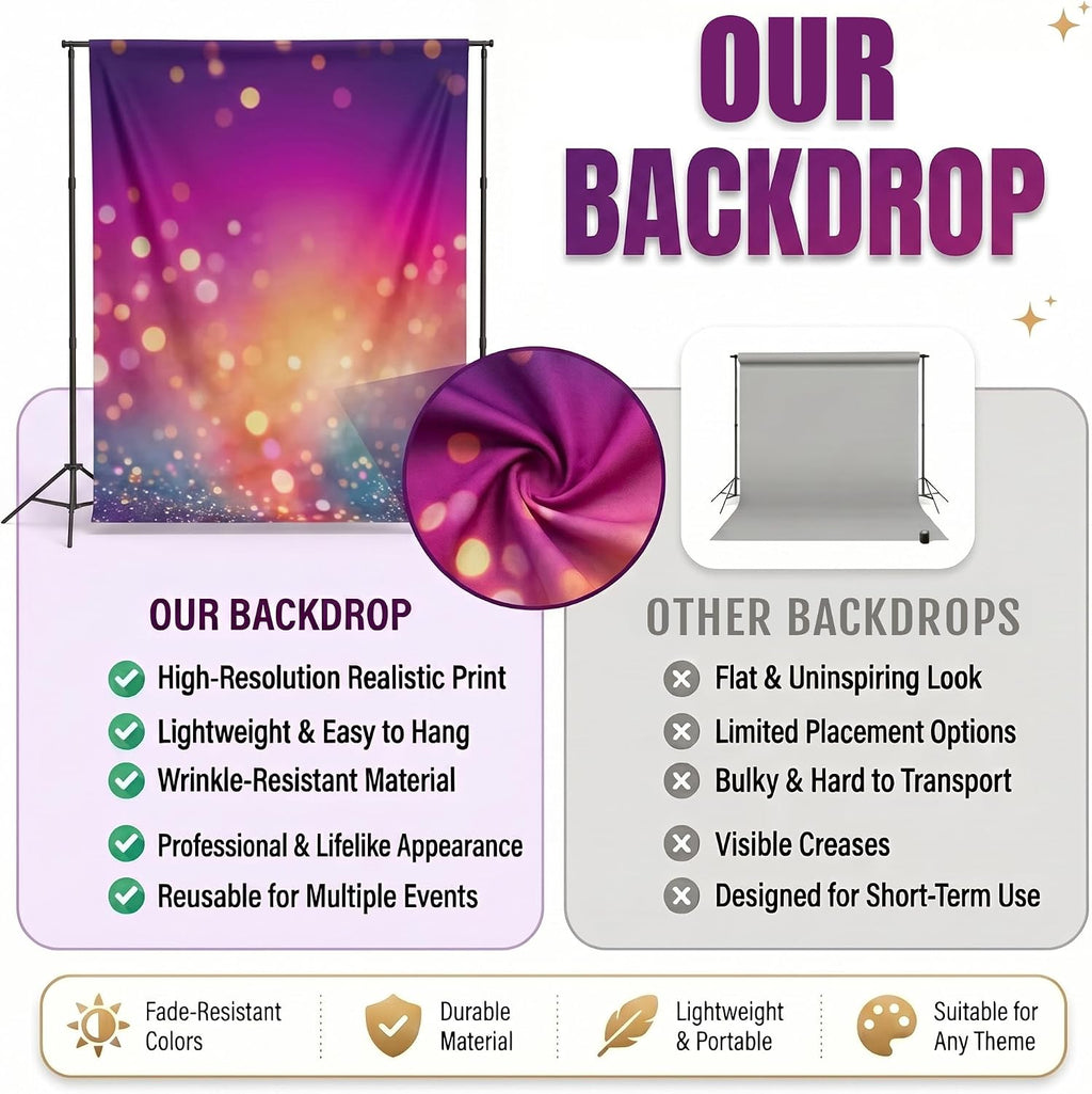 Custom Backdrop Banner with Wall Tacks, Personalized Photo Backdrop with Picture Logo Text, Non-Reflective Customized