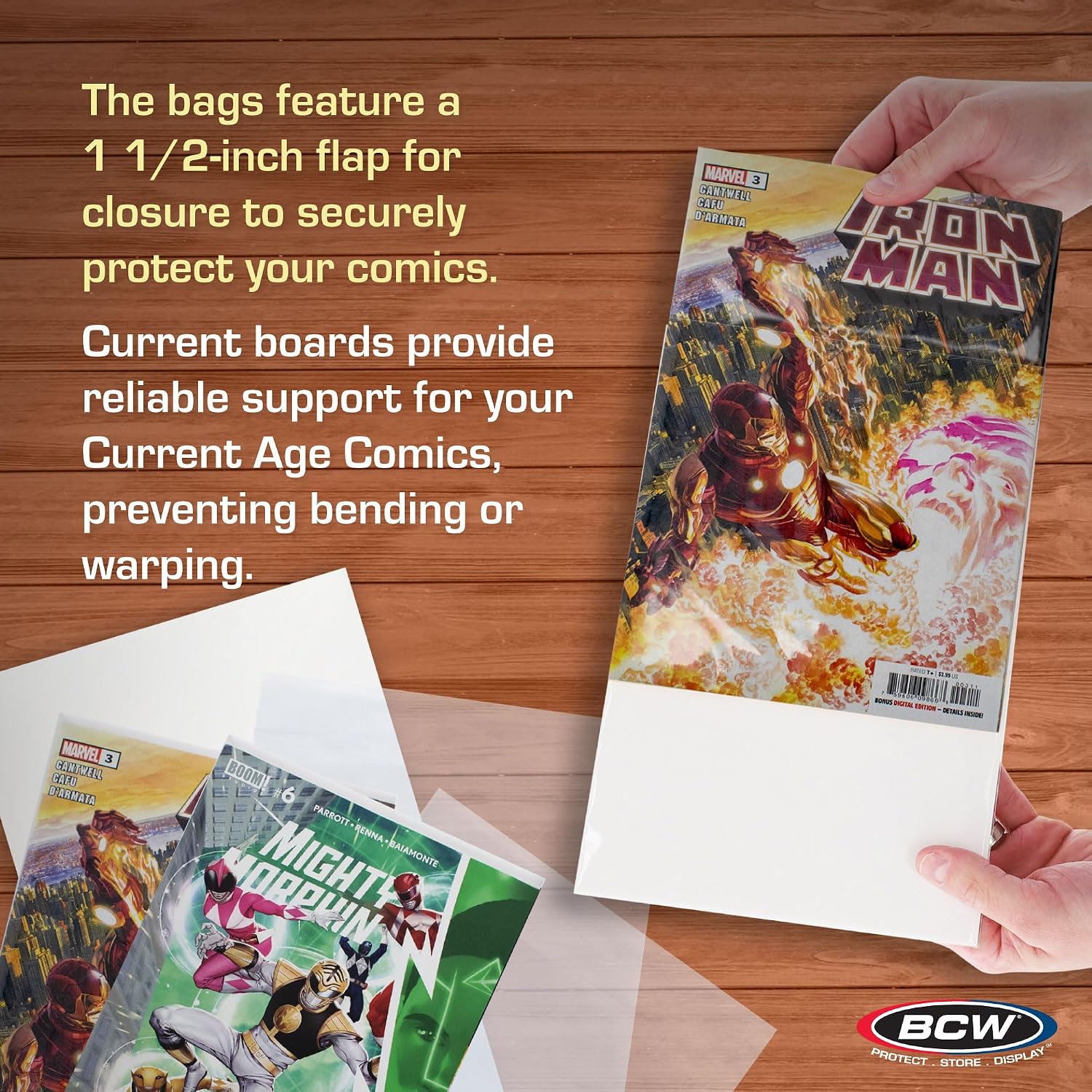 Current Comic Bags and Backing Boards, Acid-Free, 100 Sets, 200 Pieces | Includes 100 acid-free bags and 100 rigid 24