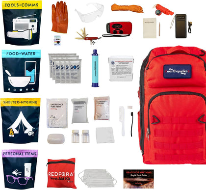 Complete Earthquake Bag - 3 Day Emergency kit for Earthquakes, Hurricanes, Wildfires, Floods + Other disasters