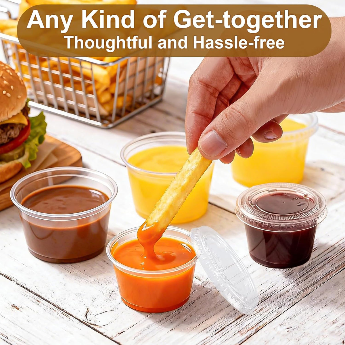 400 Sets 2 oz Plastic Jello Shot Cups with Lids, Small Portion Cups