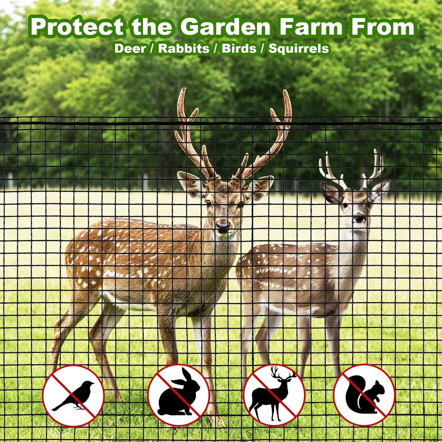 4x75FT Deer Fence Netting for Garden, 55GSM Plastic Mesh Temporary Fence