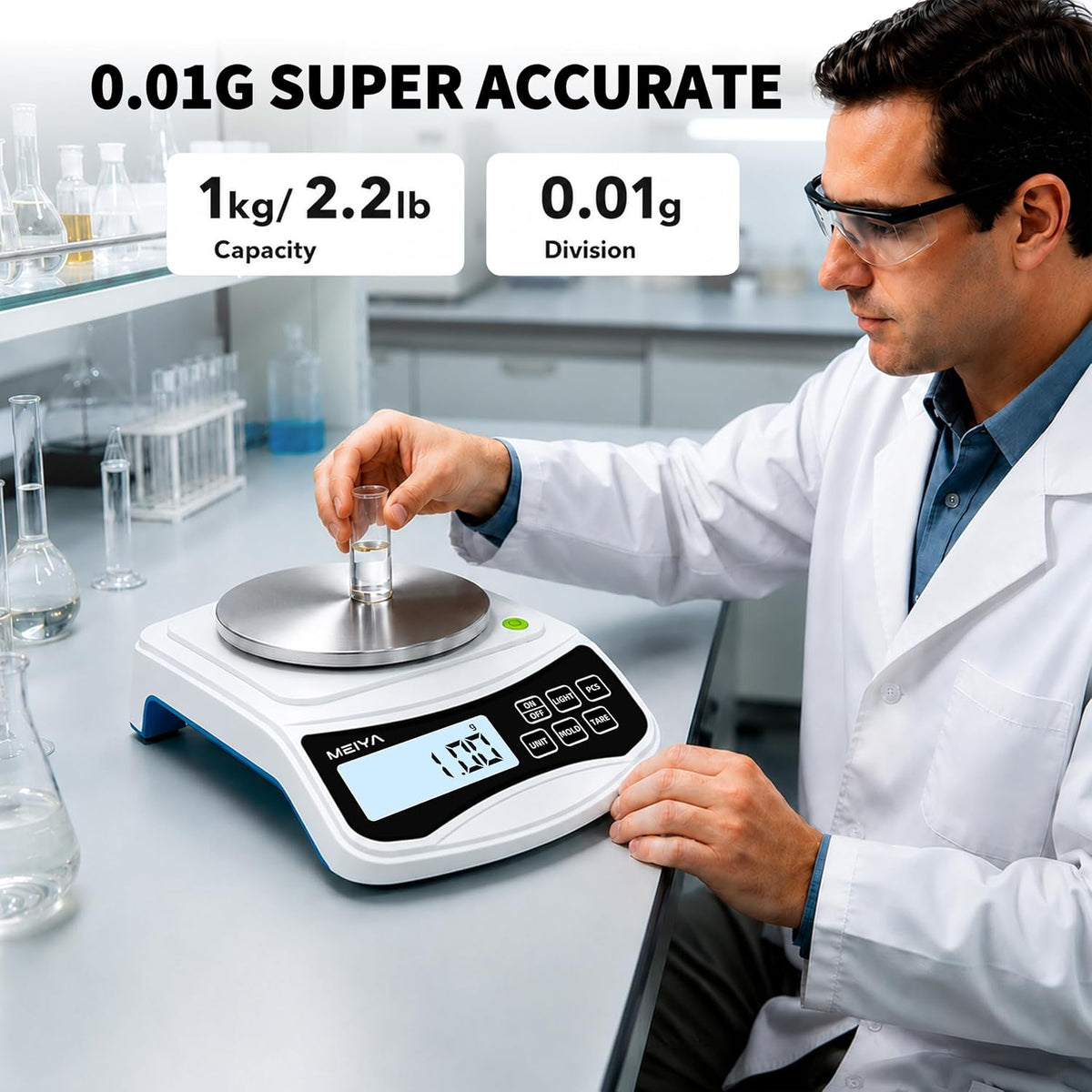 Digital Lab Scale, 1000g by 0.01g Balance Scale & Laboratory Scale