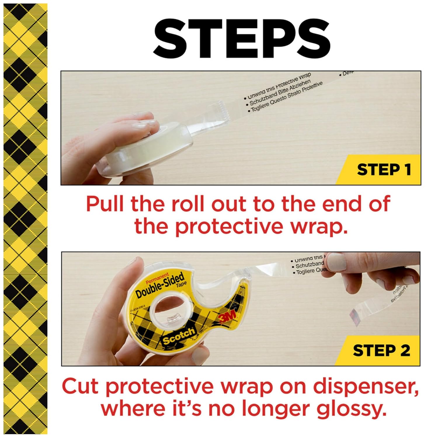 Double Sided Tape, Office and School Supplies for Arts and Crafts, Alternative to Scrapbooking Glue, 0.75 in. x 1296