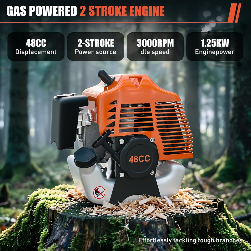 48CC Gas Powered Pole Saws, 2 Stroke Gas Powered Pole Saws with 11.5 in Cutting Bar, 16-FT Height Cordless Extendable