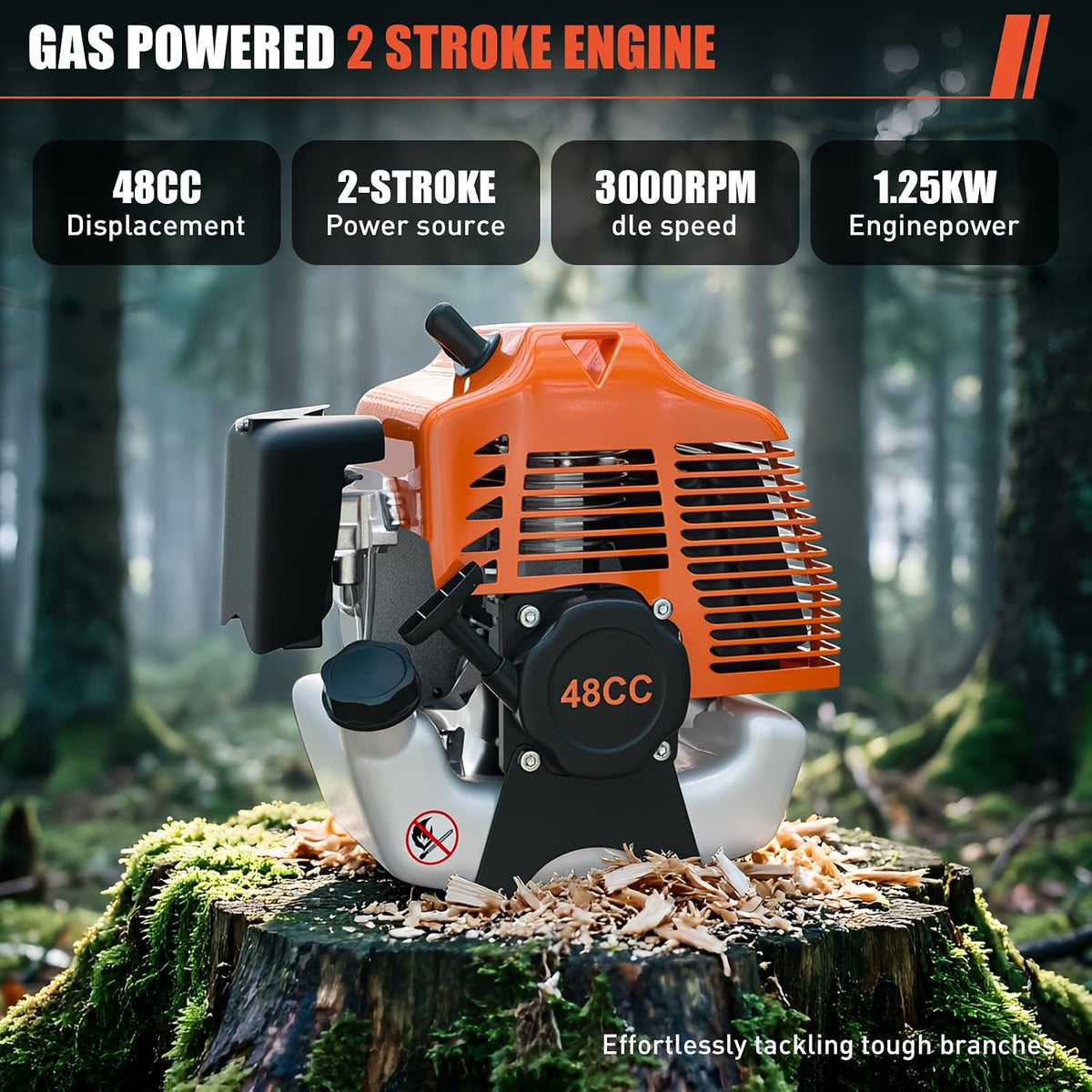 48CC Gas Powered Pole Saws, 2 Stroke Gas Powered Pole Saws with 11.5 in Cutting Bar, 16-FT Height Cordless Extendable