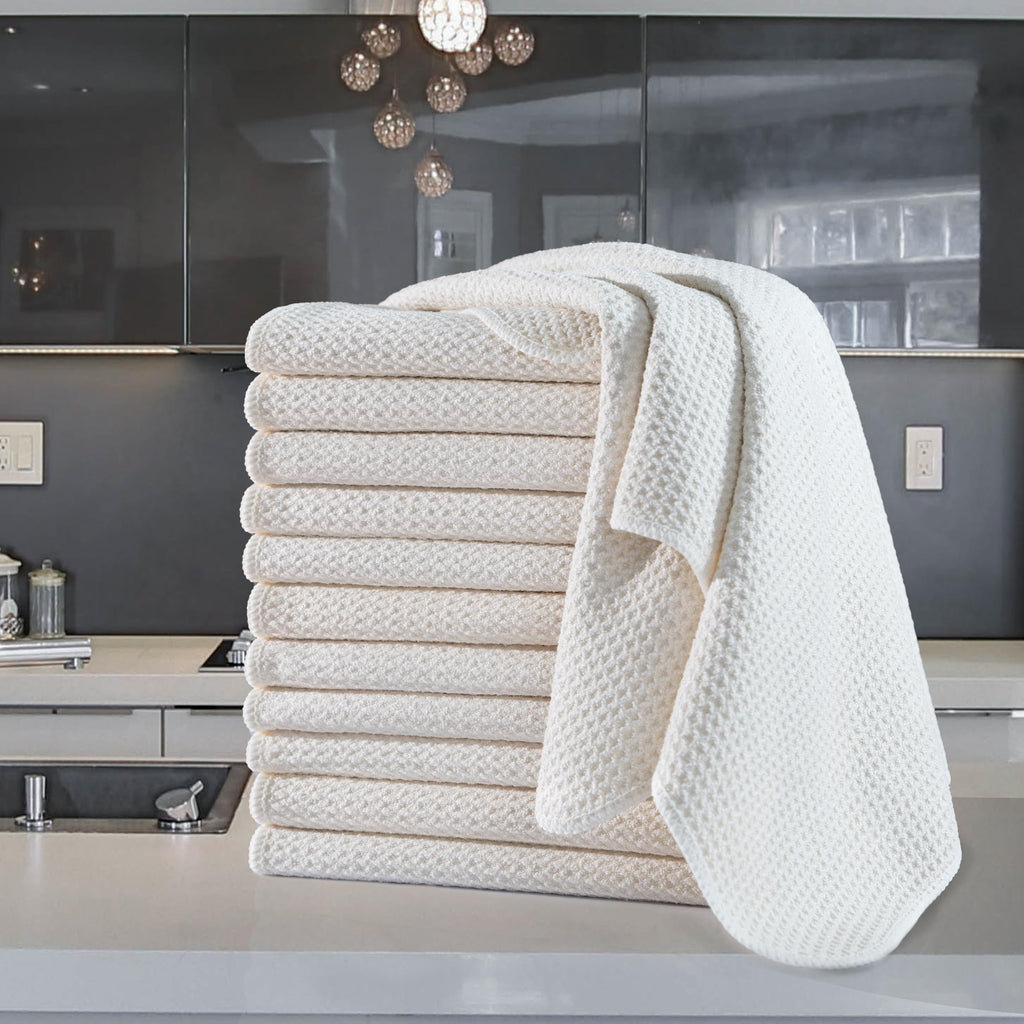 340 GSM Microfiber Waffle Kitchen Dish Tea Towel, 16x28 in, 12 Pack